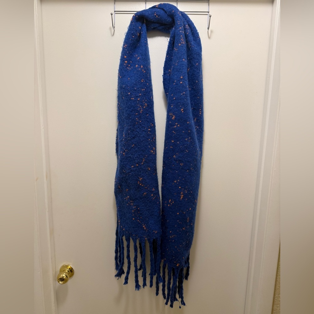 DKNY Blue Scarf with Orange Accents
